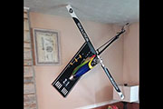 RC Helicopter hanging on wall in living room